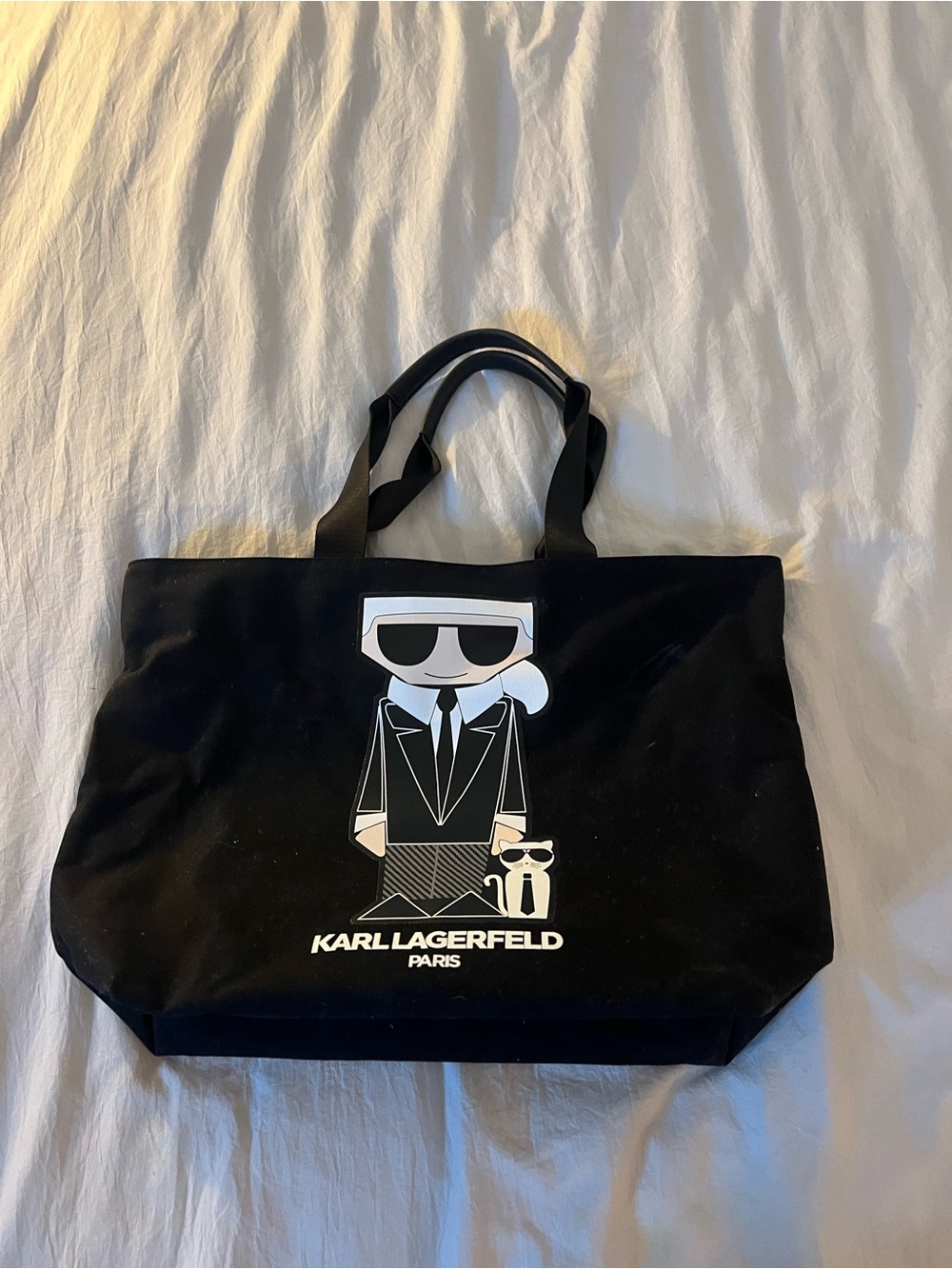 Karl Lagerfeld Black and White Logo Interior Tote